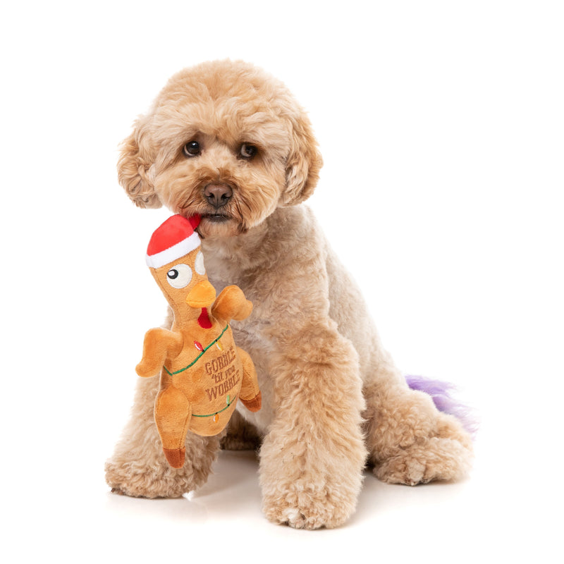 FuzzYard Christmas Gobble Til You Wobble Turkey Soft Dog Toy***