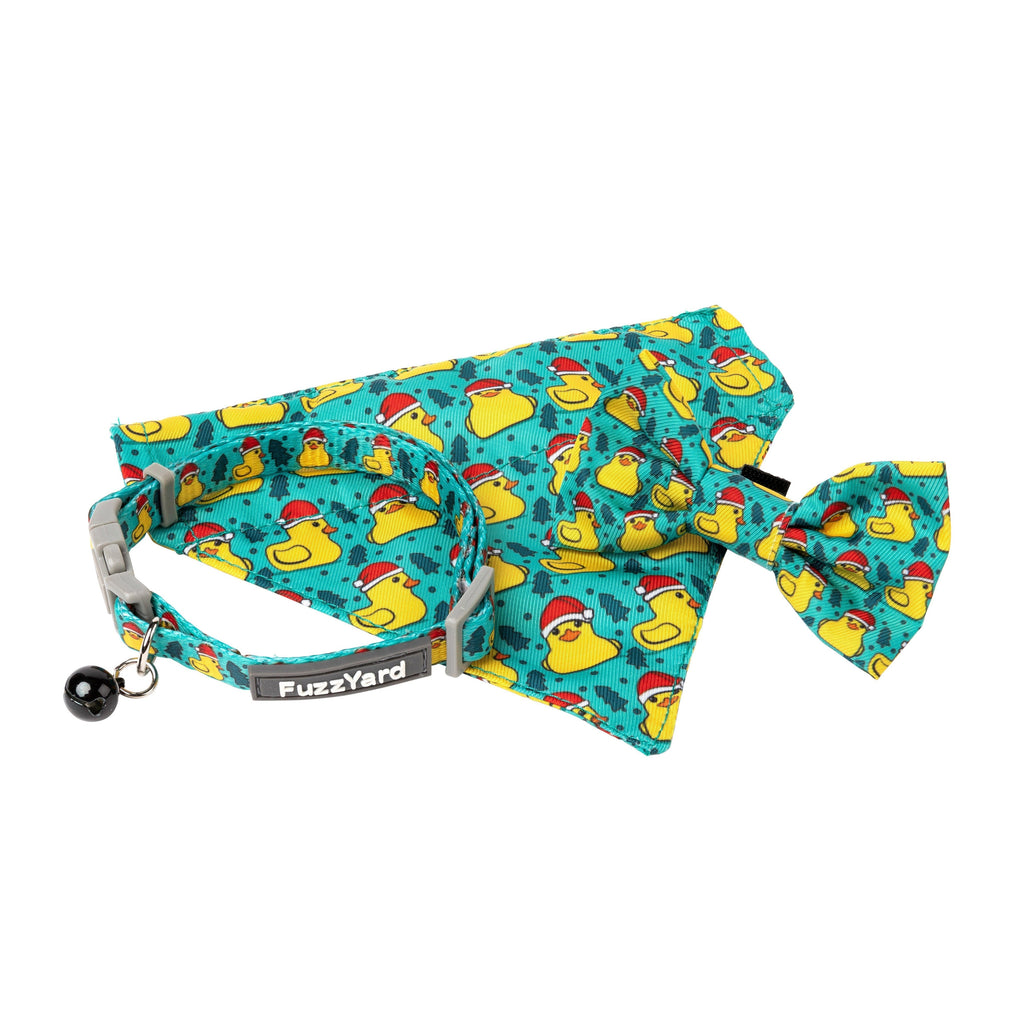 FuzzYard Christmas Merry Quackmas Cat Collar Bandana and Bow Tie Set***-Habitat Pet Supplies