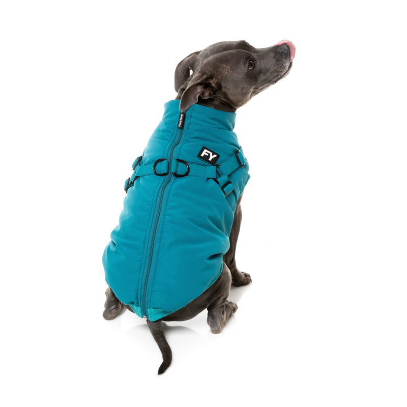 FuzzYard Dog Apparel Flash Jacket with Inbuilt Harness Dark Teal Size 1 XXSmall***