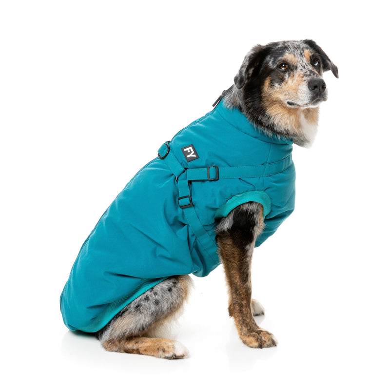 FuzzYard Dog Apparel Flash Jacket with Inbuilt Harness Dark Teal Size 1 XXSmall***