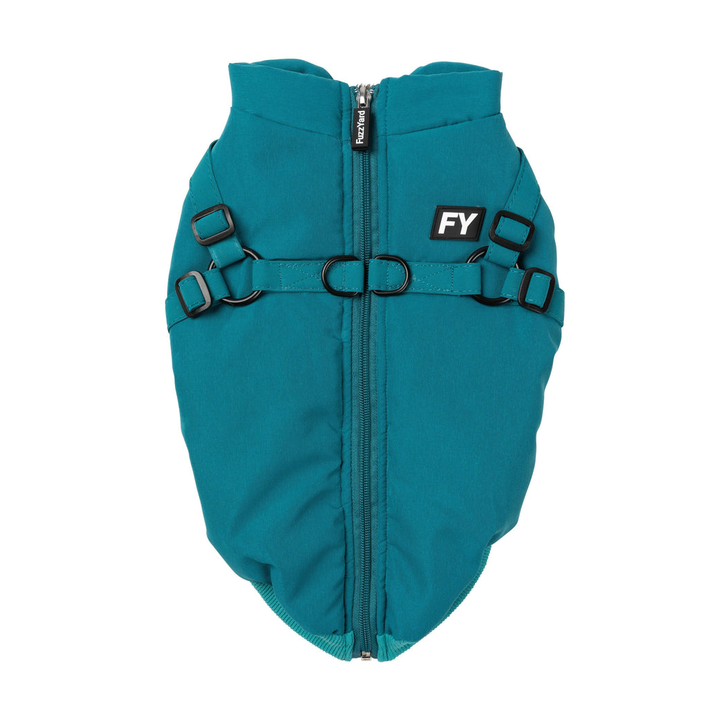 FuzzYard Dog Apparel Flash Jacket with Inbuilt Harness Dark Teal Size 1 XXSmall***-Habitat Pet Supplies