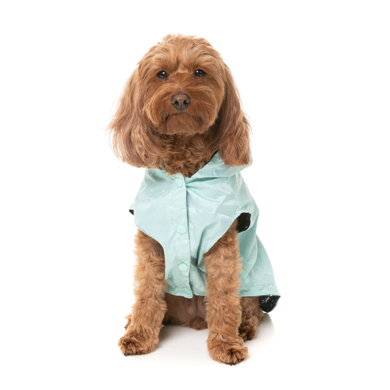 FuzzYard Dog Apparel Flipside Raincoat Mint and Grey Size 1 XXSmall***