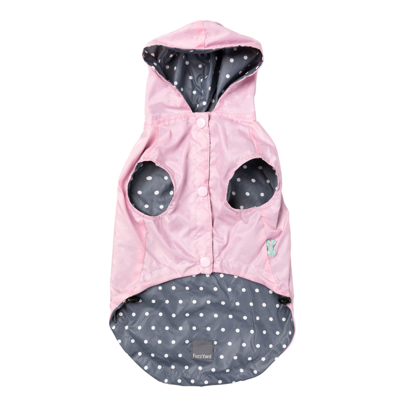 FuzzYard Dog Apparel Flipside Raincoat Pink and Grey Size 1 XXSmall***-Habitat Pet Supplies