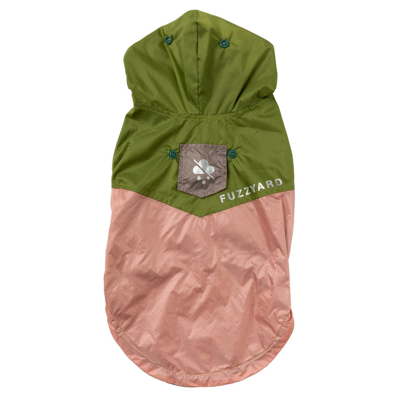 FuzzYard Dog Apparel Ormond Raincoat Olive/Pink Size 1 XXSmall***-Habitat Pet Supplies