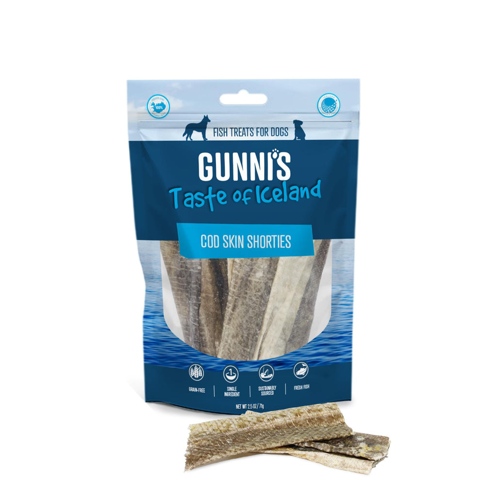 Gunnis Taste of Iceland Cod Skin Shorties Dog Treats 71g-Habitat Pet Supplies