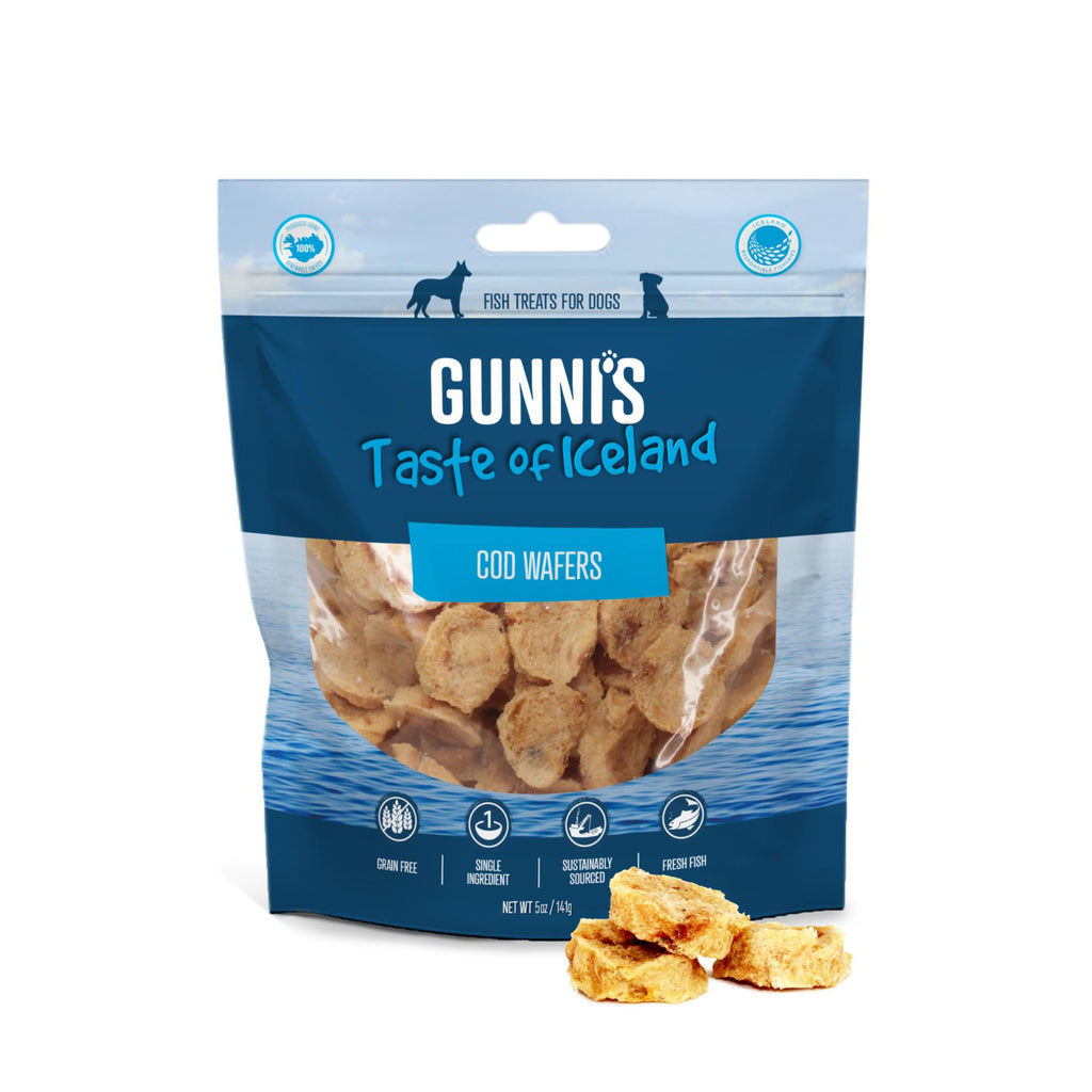 Gunnis Taste of Iceland Cod Wafers Dog Treats 141g-Habitat Pet Supplies