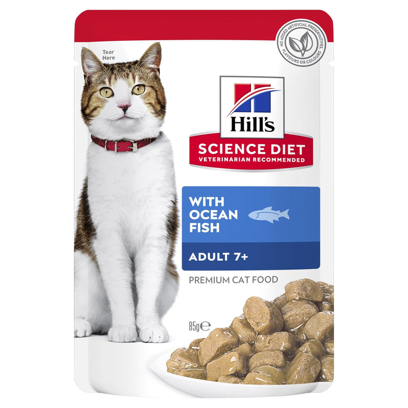 Hills Science Diet Adult 7+ Active Longevity Mature Ocean Fish Cat Food Pouches 85g x 12^^^