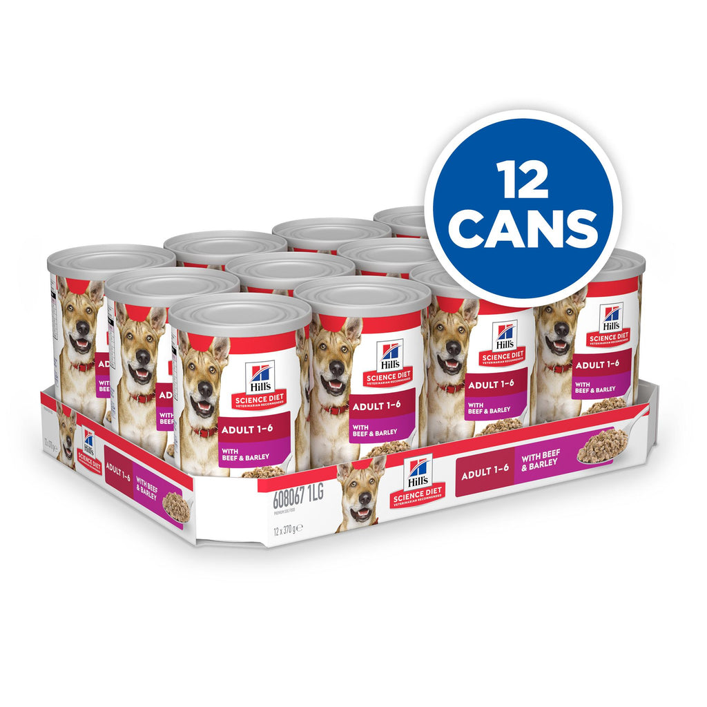 Hills Science Diet Adult Beef and Barley Canned Dog Food 363g x 12-Habitat Pet Supplies