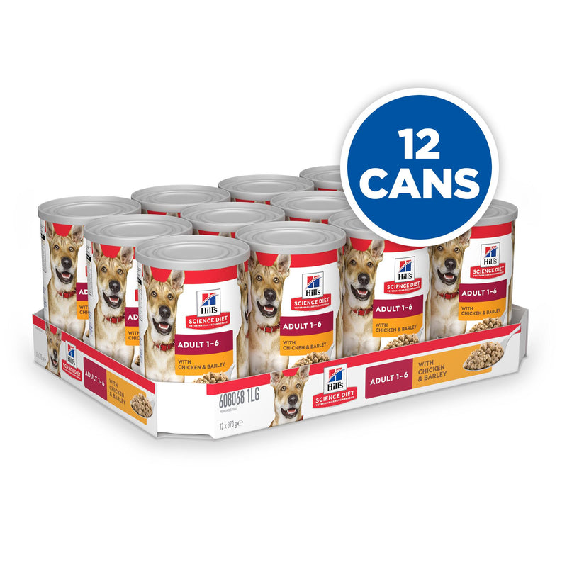 Hills Science Diet Adult Chicken and Barley Canned Dog Food 370g x 12-Habitat Pet Supplies