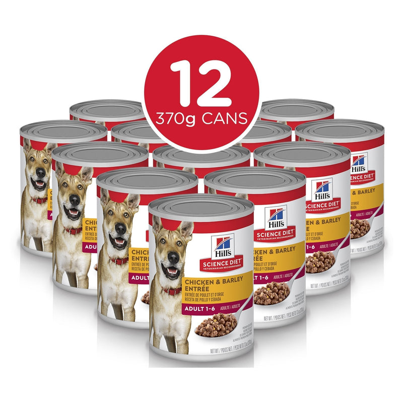 Hills Science Diet Adult Chicken and Barley Entree Canned Dog Food 370g x 12^^^