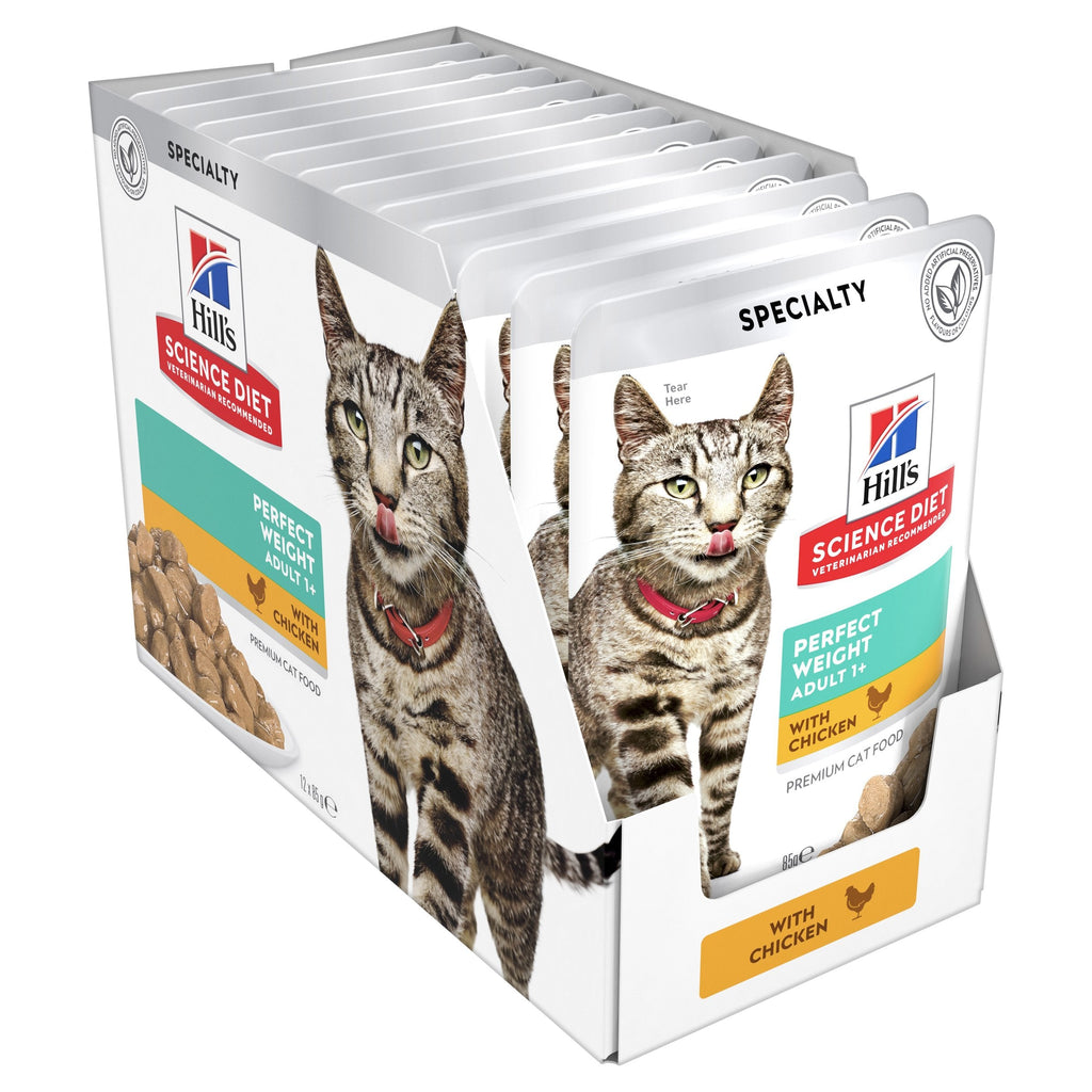 Hills Science Diet Adult Perfect Weight Chicken Cat Food Pouches 85g x 12^^^-Habitat Pet Supplies