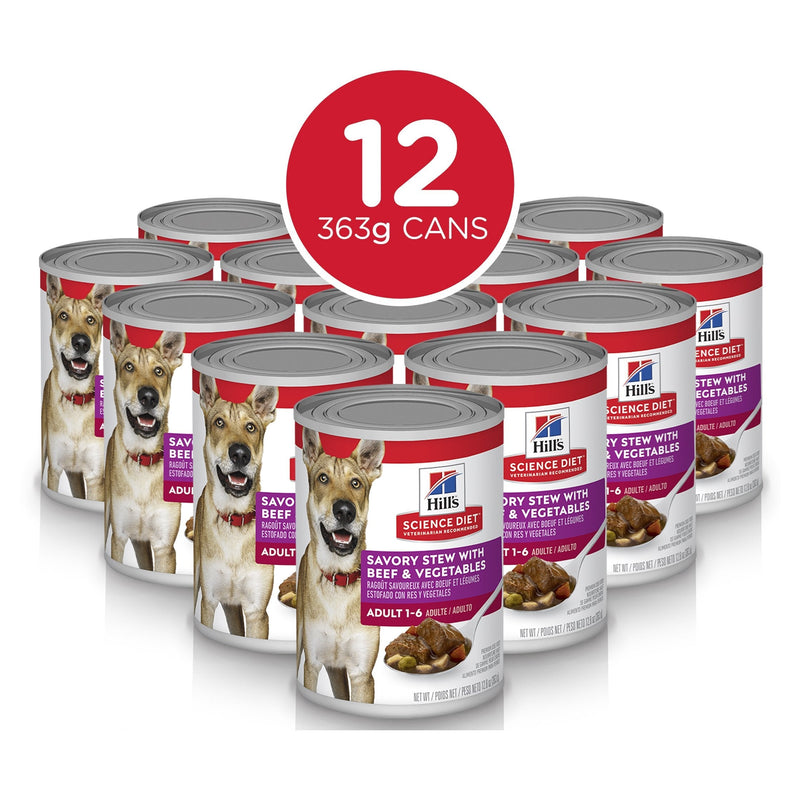 Hills Science Diet Adult Savoury Stew Beef and Vegetables Canned Dog Food 363g x 12^^^