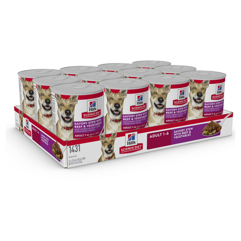 Hills Science Diet Adult Savoury Stew Beef and Vegetables Canned Dog Food 363g x 12^^^-Habitat Pet Supplies