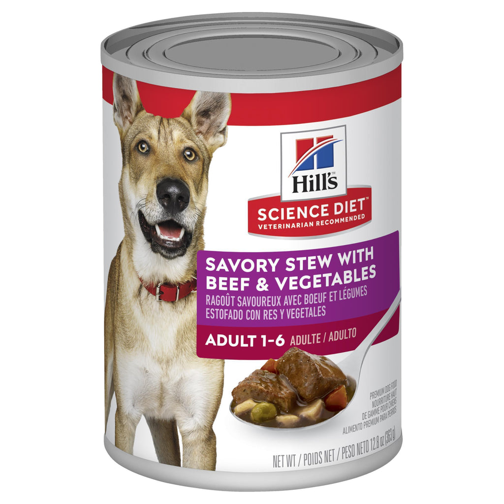 Hills Science Diet Adult Savoury Stew Beef and Vegetables Canned Dog Food 363g^^^-Habitat Pet Supplies