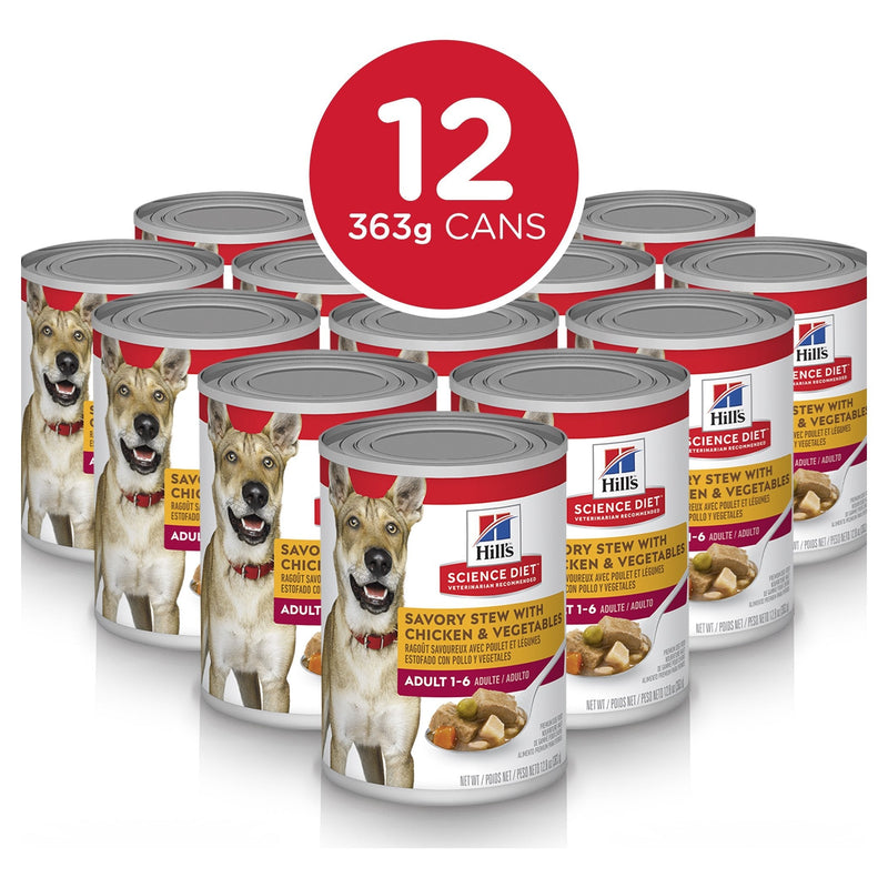 Hills Science Diet Adult Savoury Stew Chicken and Vegetables Canned Dog Food 363g x 12^^^