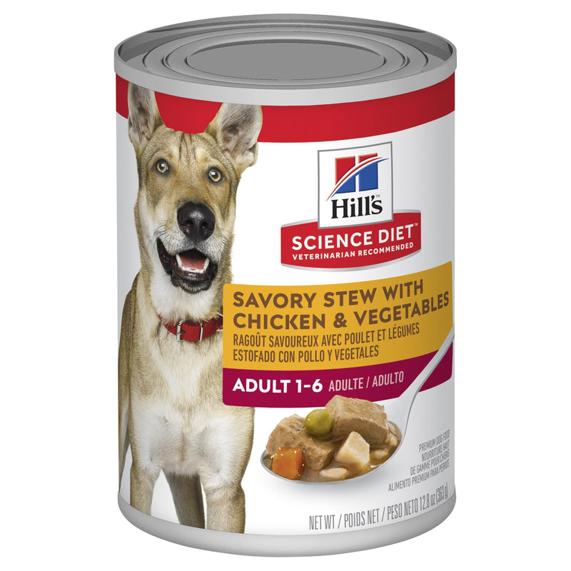 Hills Science Diet Adult Savoury Stew Chicken and Vegetables Canned Dog Food 363g^^^-Habitat Pet Supplies