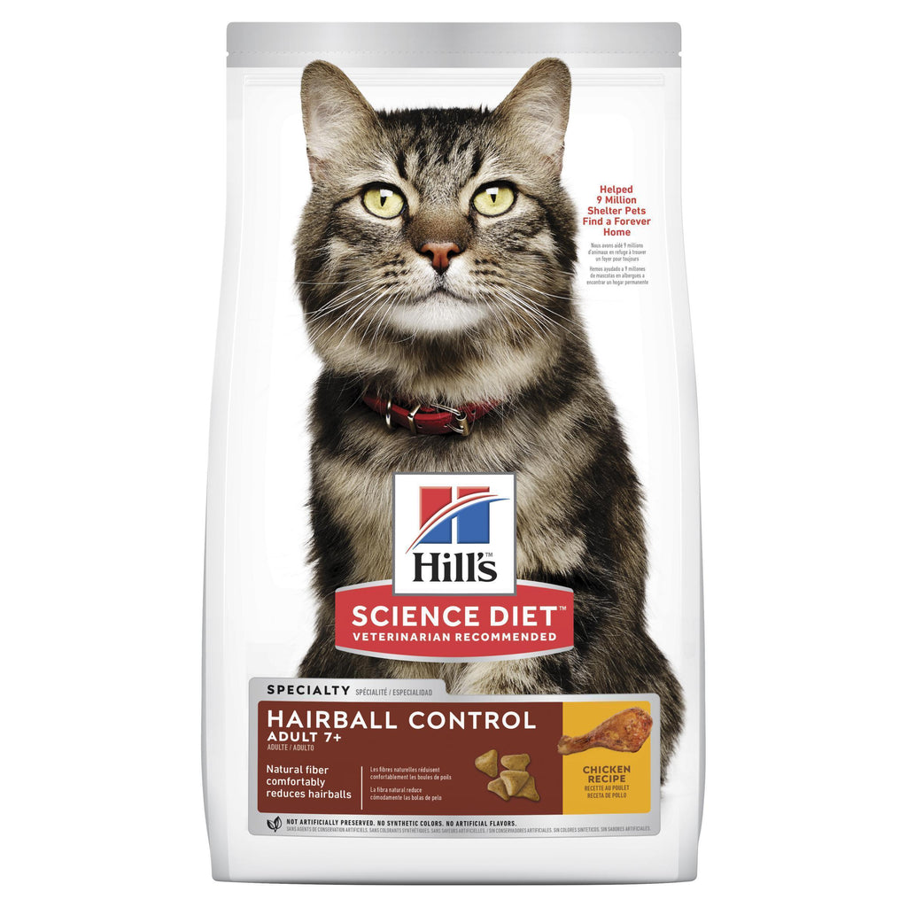 Hills Science Diet Hairball Control Senior Adult 7+ Dry Cat Food 4kg^^^-Habitat Pet Supplies