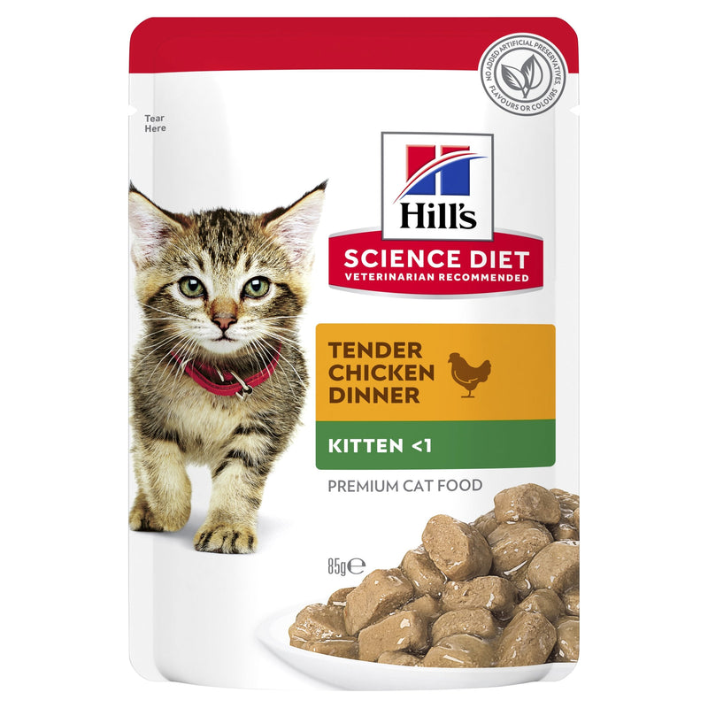 Hills Science Diet Kitten Healthy Development Chicken Cat Food Pouches 85g x 12^^^