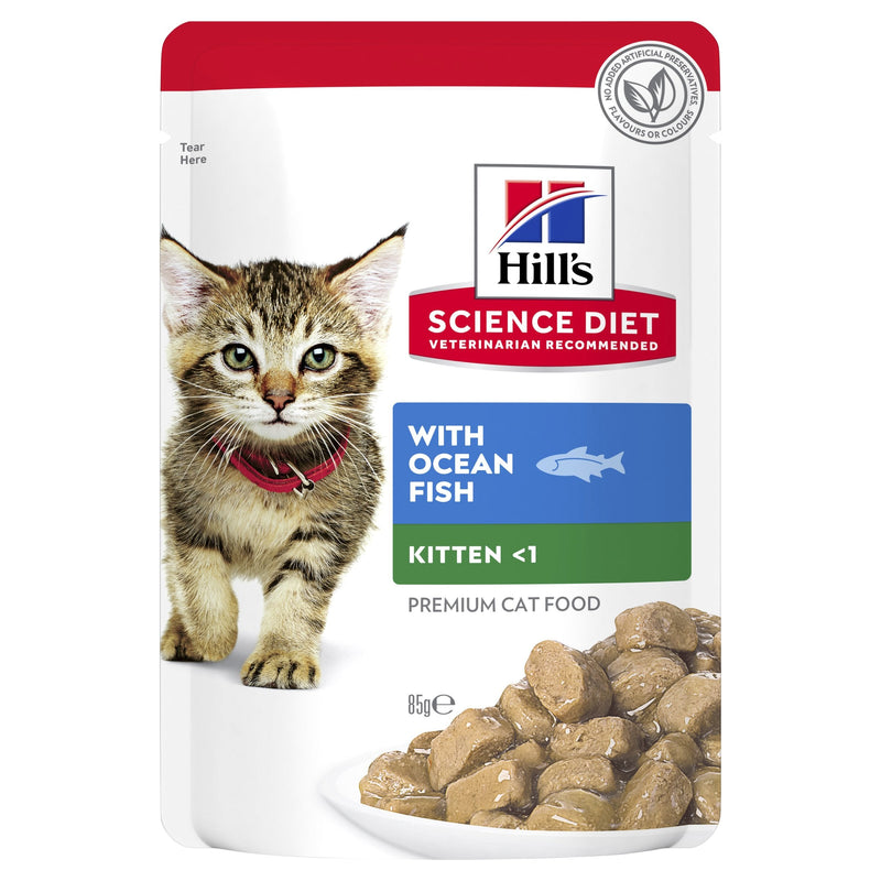 Hills Science Diet Kitten Healthy Development Ocean Fish Cat Food Pouches 85g x 12^^^