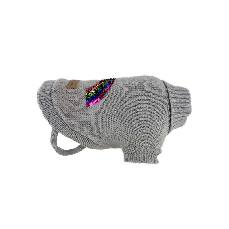 Huskimo Rainbow Dog Jumper Grey 27cm XXSmall***-Habitat Pet Supplies