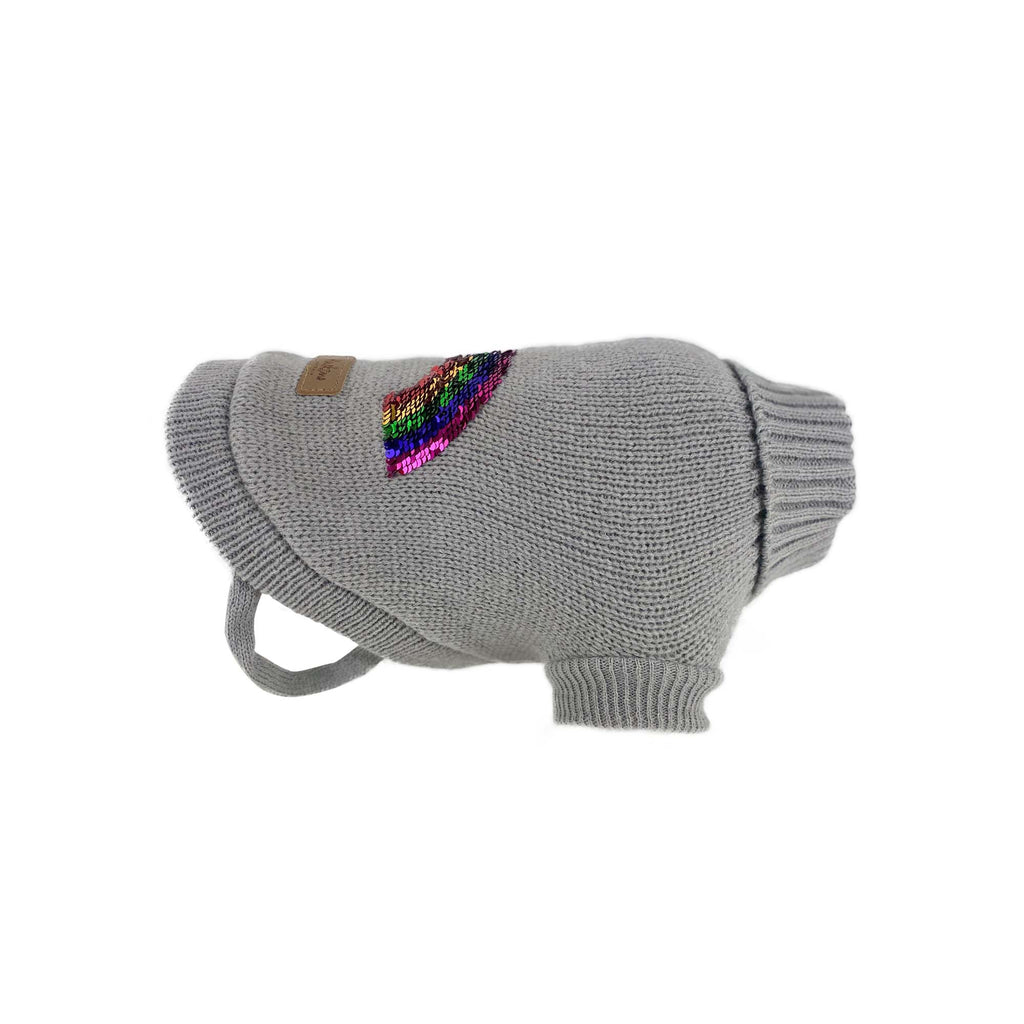 Huskimo Rainbow Dog Jumper Grey 67cm XLarge***-Habitat Pet Supplies