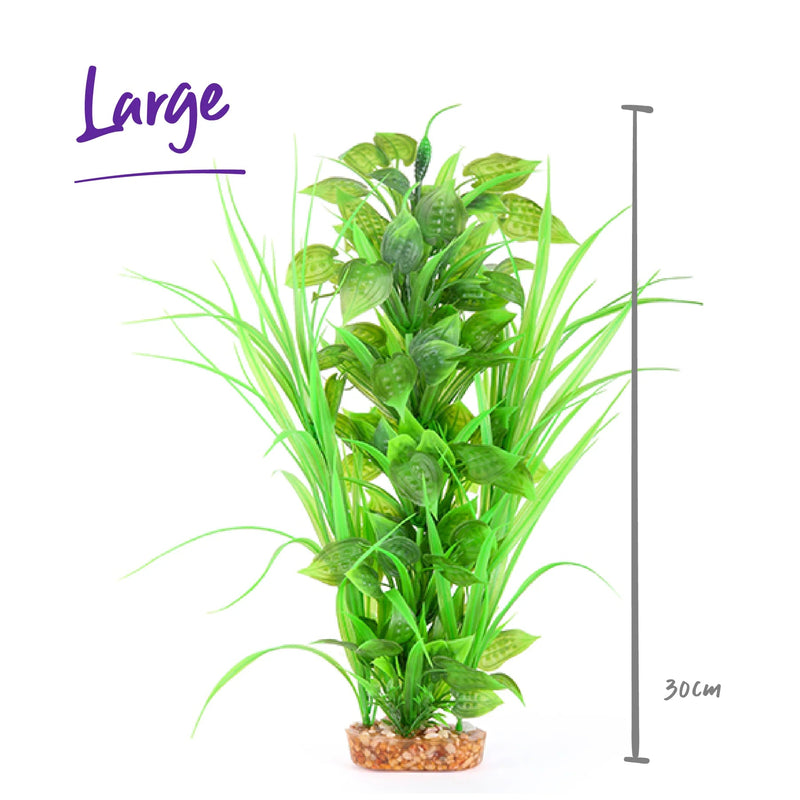 Kazoo Aquarium Artificial Plant Green with Thin Leaves and Spots Large><(((º>