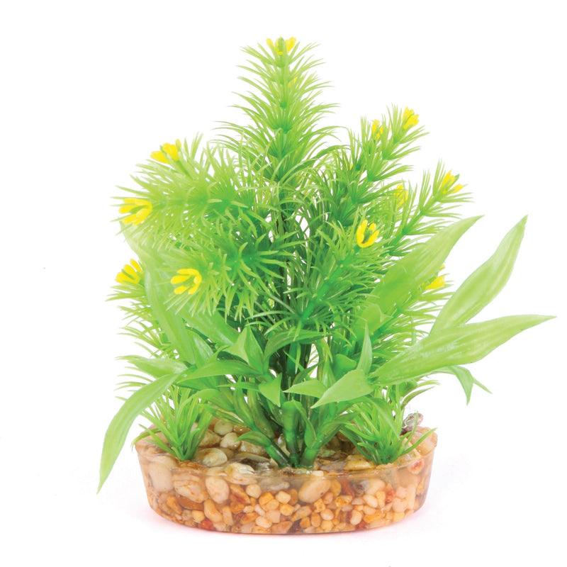 Kazoo Aquarium Artificial Plant Green with Yellow Flowers Small><(((º>-Habitat Pet Supplies