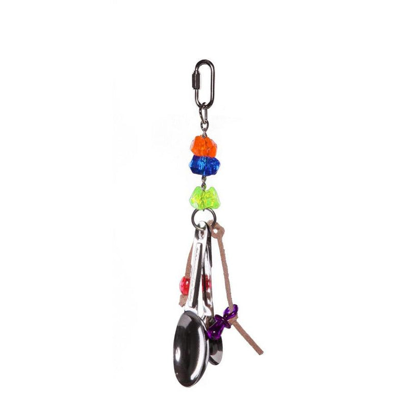 Kazoo Bird Toy Hanging Spoons with Beads Small><(((º>-Habitat Pet Supplies