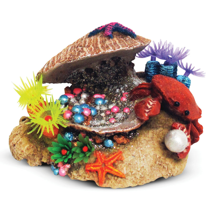 Kazoo Clam with Soft Coral and Crab Small Fish Tank Ornament-Habitat Pet Supplies