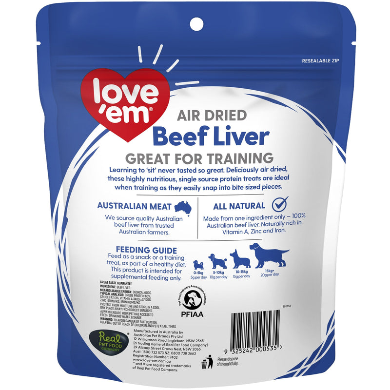 Love Em Air Dried Beef Liver Dog Treats 200g