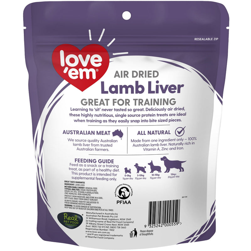 Love Em Air Dried Lamb Liver Dog Treats 200g