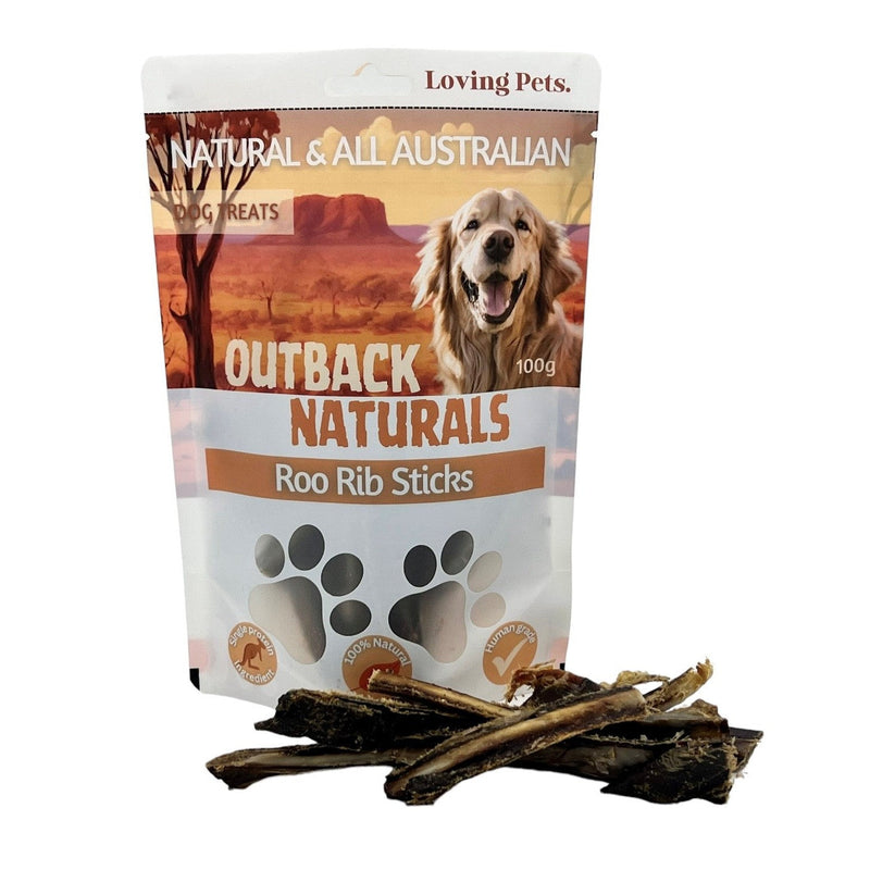 Loving Pets Outback Naturals Kangaroo Rib Sticks Dog Treats 100g<3<3<3-Habitat Pet Supplies