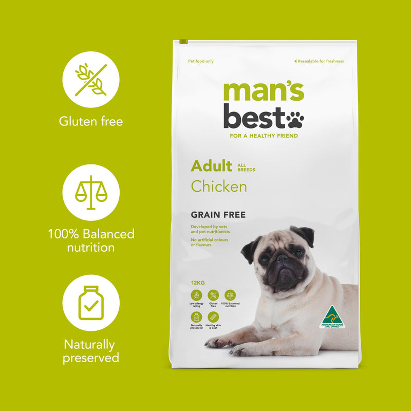 Mans Best Adult Premium Grain Free Chicken Dry Dog Food 2kg~~~