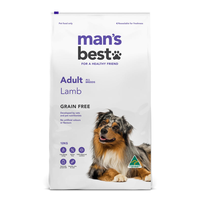 Mans Best Adult Premium Grain Free Lamb Dry Dog Food 12kg<3<3<3-Habitat Pet Supplies