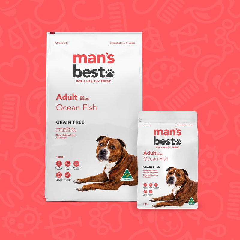 Mans Best Adult Premium Grain Free Ocean Fish Dry Dog Food 12kg^^^