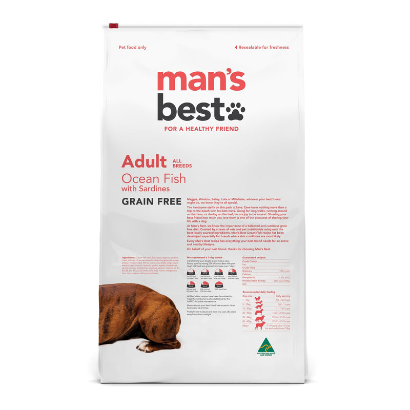 Mans Best Adult Premium Grain Free Ocean Fish Dry Dog Food 12kg^^^