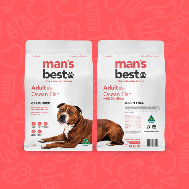 Mans Best Adult Premium Grain Free Ocean Fish Dry Dog Food 12kg^^^