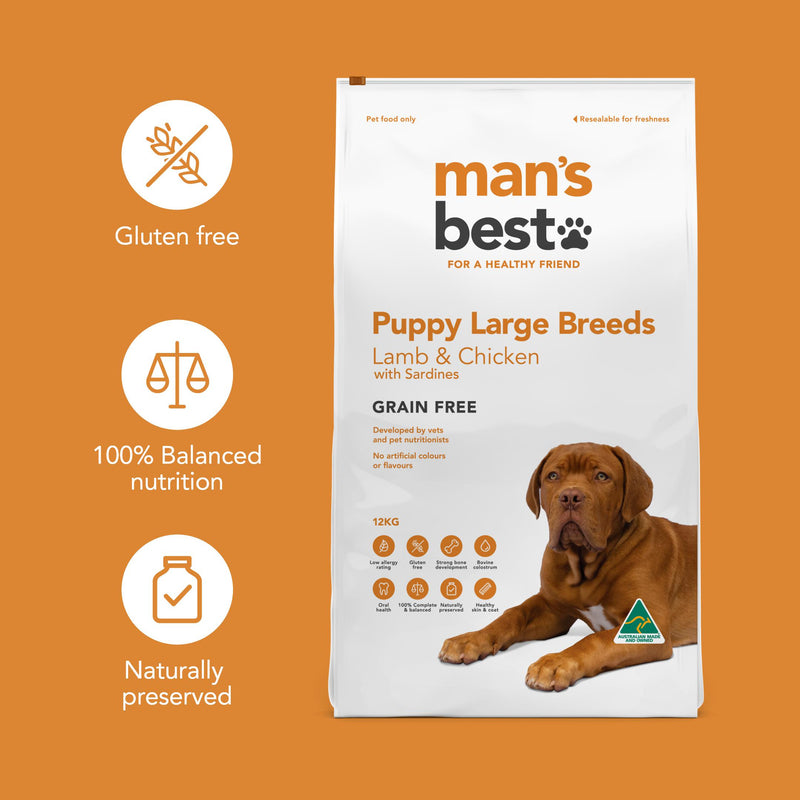 Mans Best Puppy Large Breed Premium Grain Free Dry Food 12kg^^^