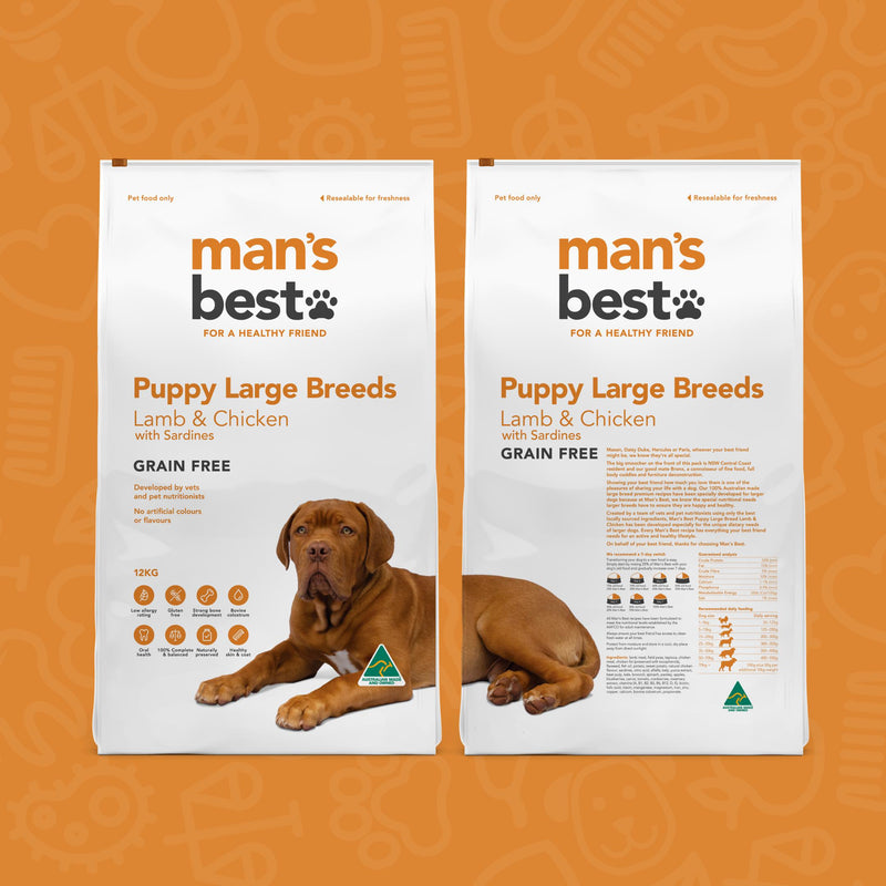 Mans Best Puppy Large Breed Premium Grain Free Dry Food 12kg^^^