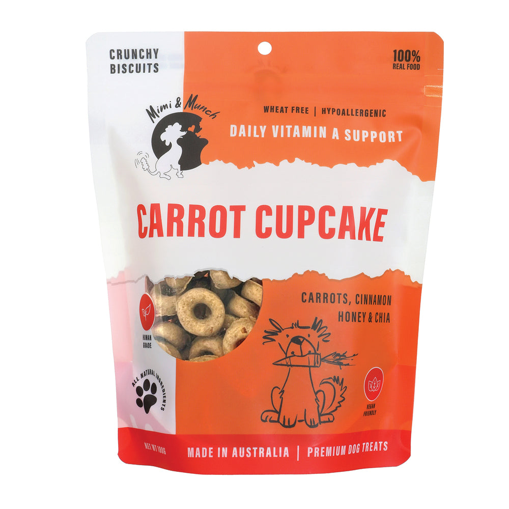 Mimi and Munch Wheat Free Carrot Cupcake Dog Biscuit Treats 180g-Habitat Pet Supplies