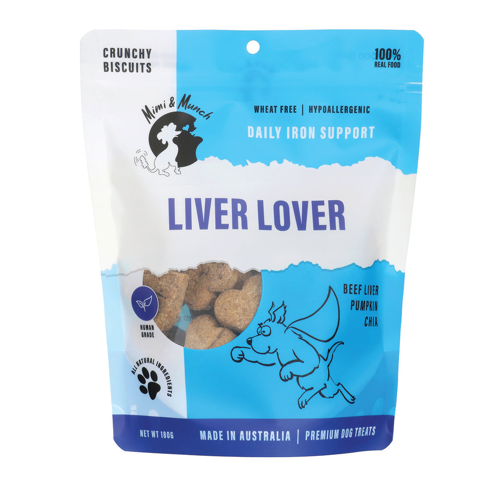 Mimi and Munch Wheat Free Liver Lover Regular Dog Biscuit Treats 180g-Habitat Pet Supplies