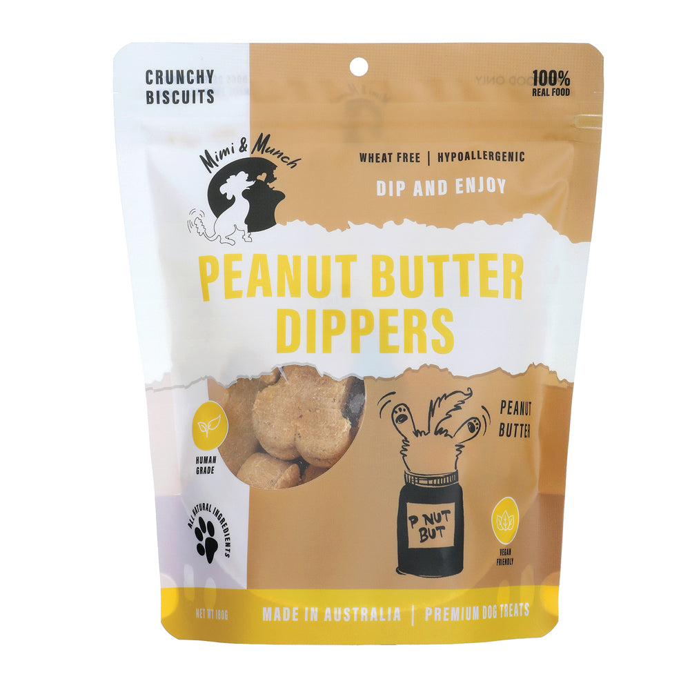 Mimi and Munch Wheat Free Peanut Butter Dippers Dog Biscuit Treats 180g-Habitat Pet Supplies