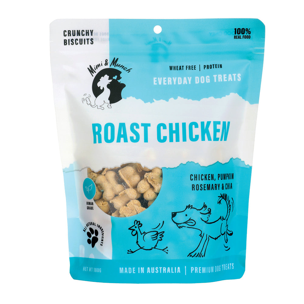 Mimi and Munch Wheat Free Roast Chicken Regular Dog Biscuit Treats 180g-Habitat Pet Supplies