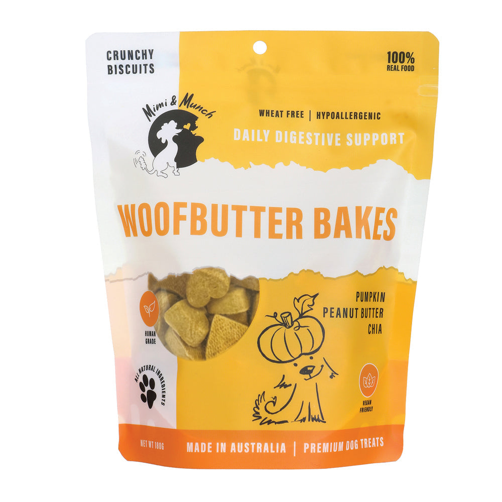 Mimi and Munch Wheat Free Woofbutter Bakes Mini Dog Biscuit Treats 180g-Habitat Pet Supplies