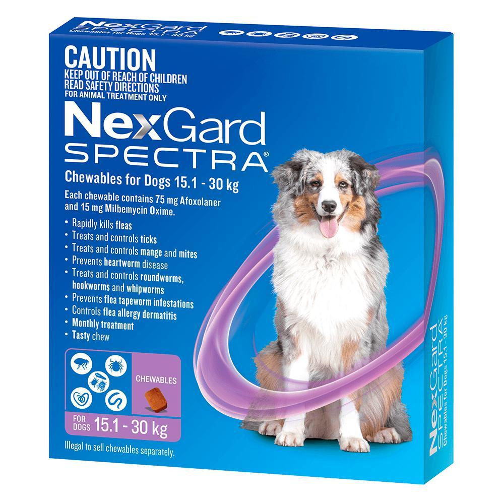 Nexgard Spectra Dog 15.1-30kg Purple 6 Pack^^^-Habitat Pet Supplies