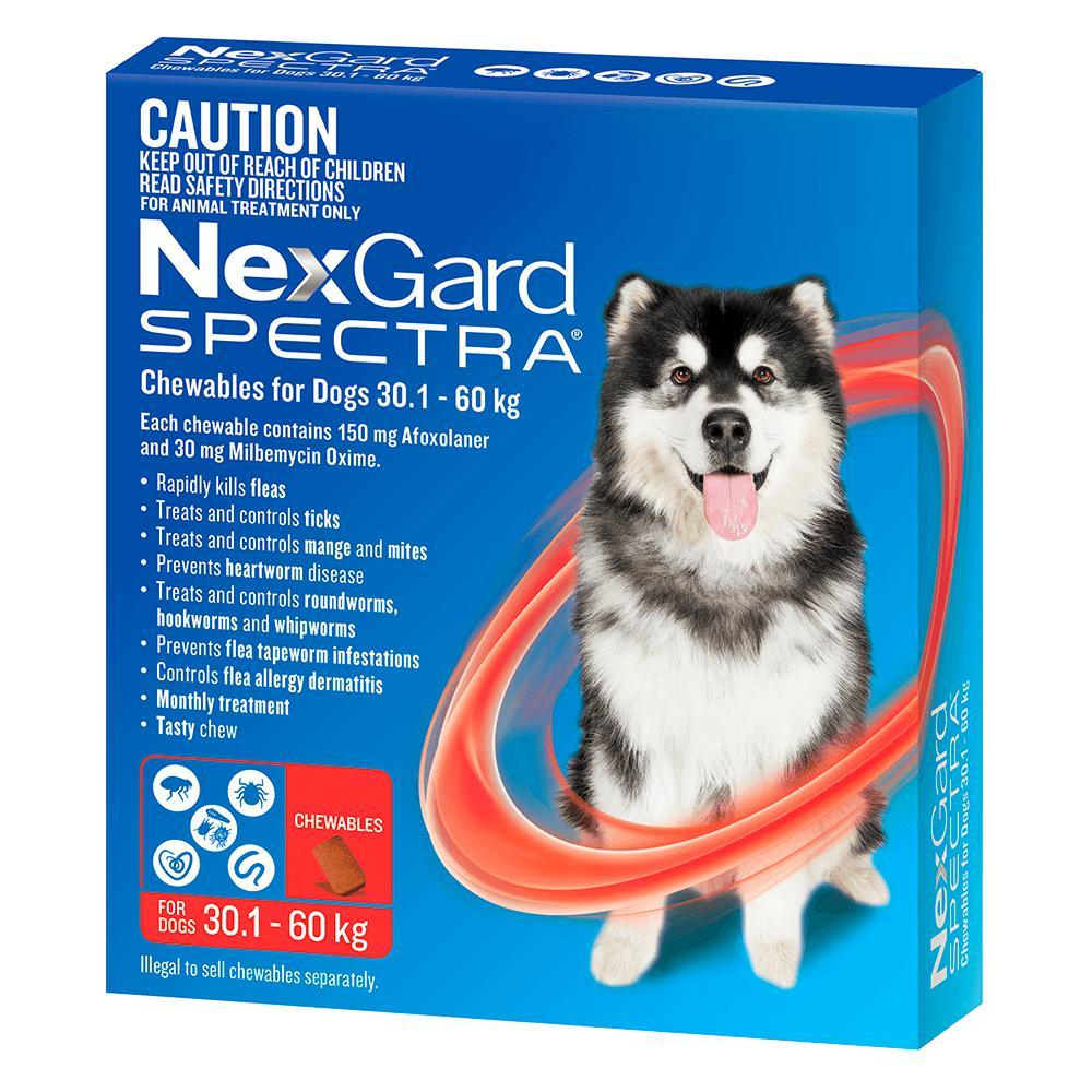 Nexgard Spectra Dog 30.1-60kg Red 6 Pack^^^-Habitat Pet Supplies