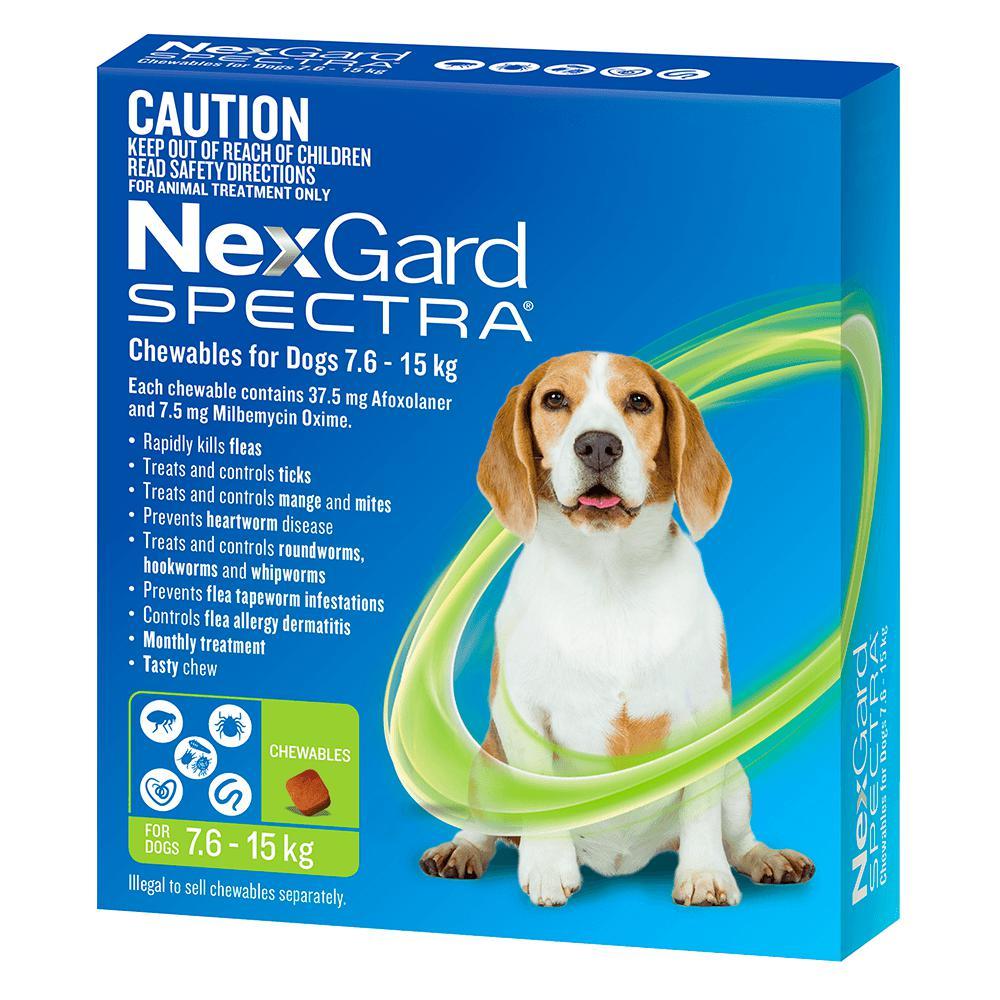 Nexgard Spectra Dog 7.6-15kg Green 6 Pack^^^-Habitat Pet Supplies