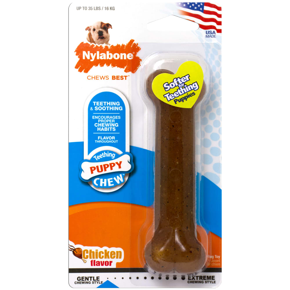 Nylabone Puppy Bone Dog Toy Chicken Wolf-Habitat Pet Supplies