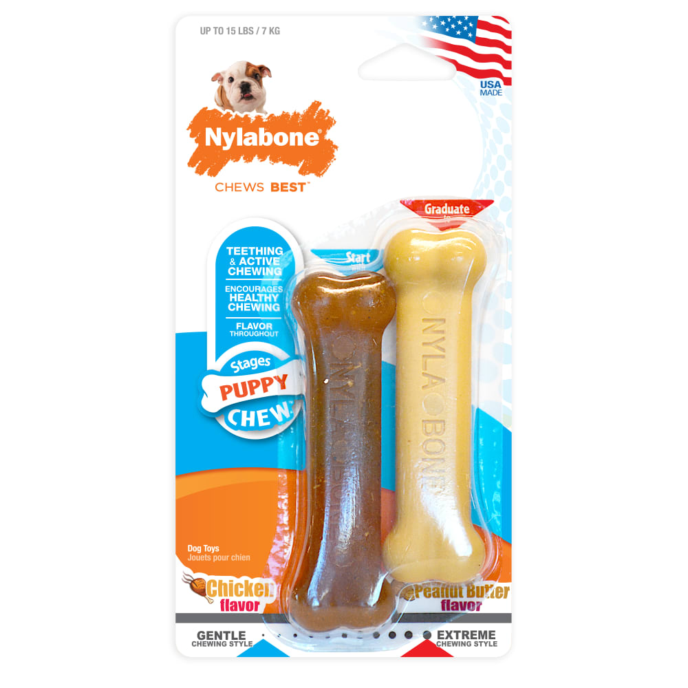 Nylabone Puppy Bone Variety Dog Toys Petite 2 Pack-Habitat Pet Supplies