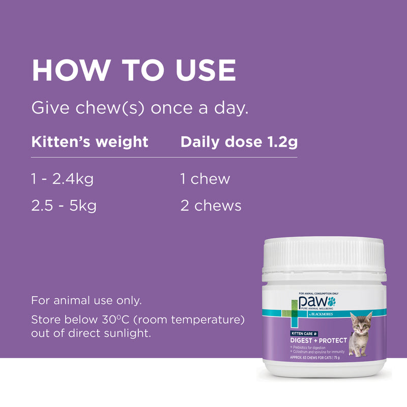 PAW by Blackmores Digest and Protect Kitten Care Chews 75g